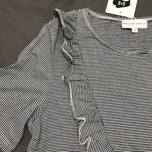 Black Striped Ruffle Top - Picture 2 of 5